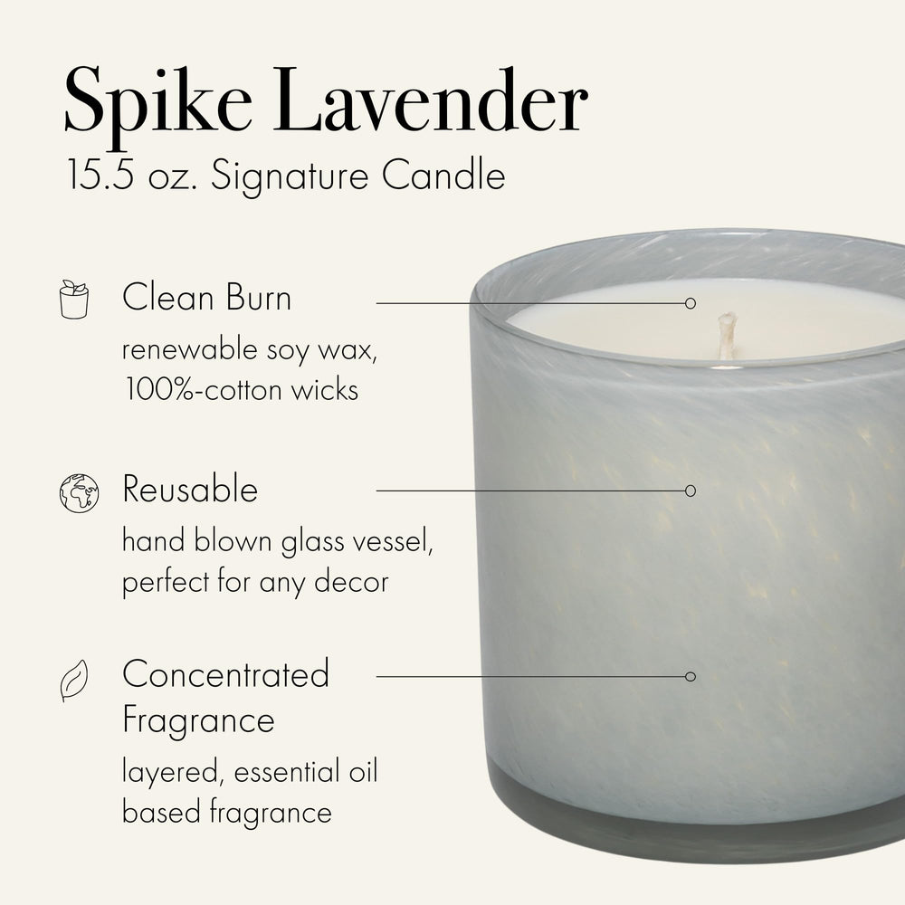 LAFCO New York Spike Lavender hand-blown glass vessel radiates luxury and style.