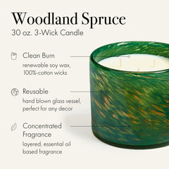 LAFCO New York Woodland Spruce hand blown glass vessel adds a touch of artful glow to rooms.