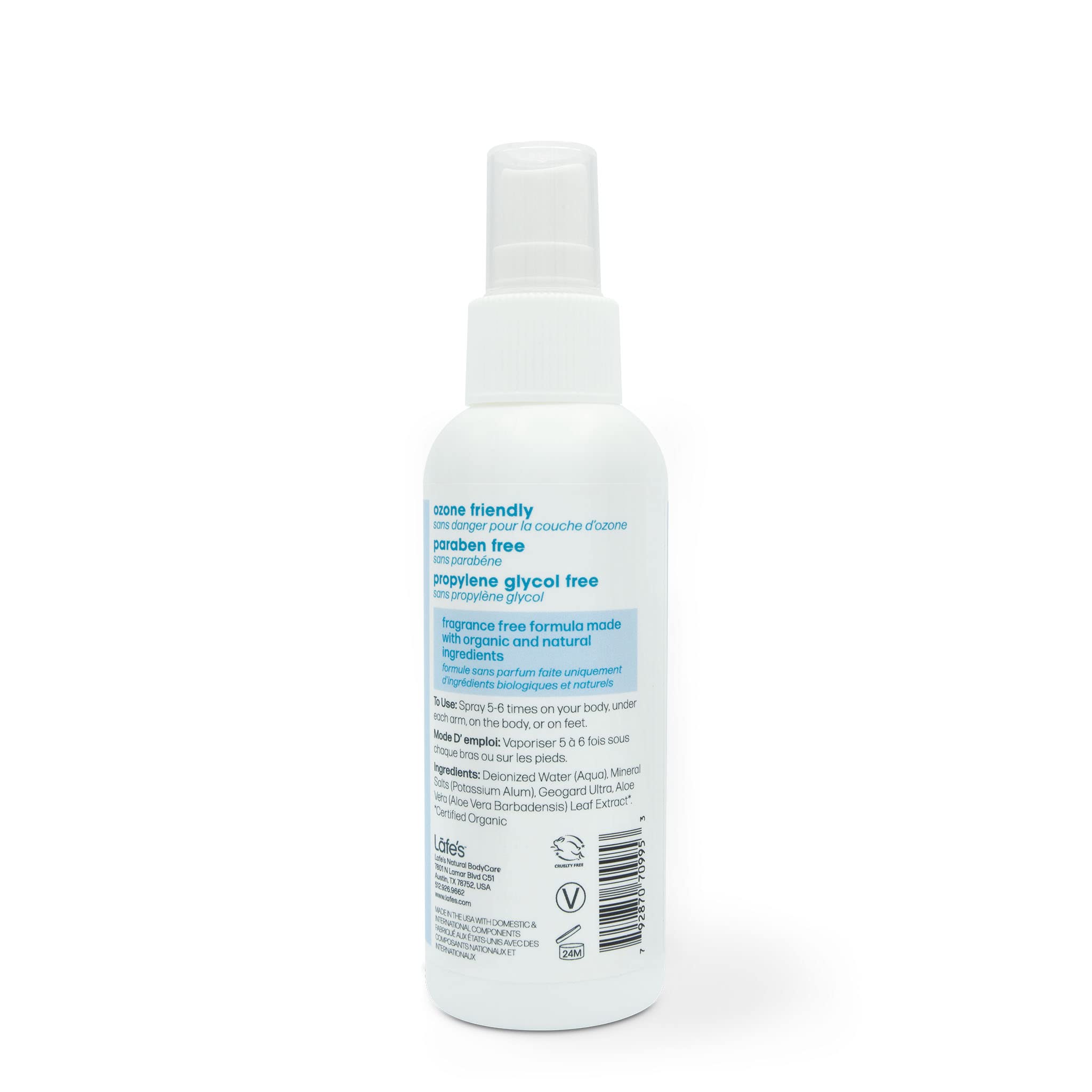 Close-up shows the spray bottle dispensing a fine, even mist.