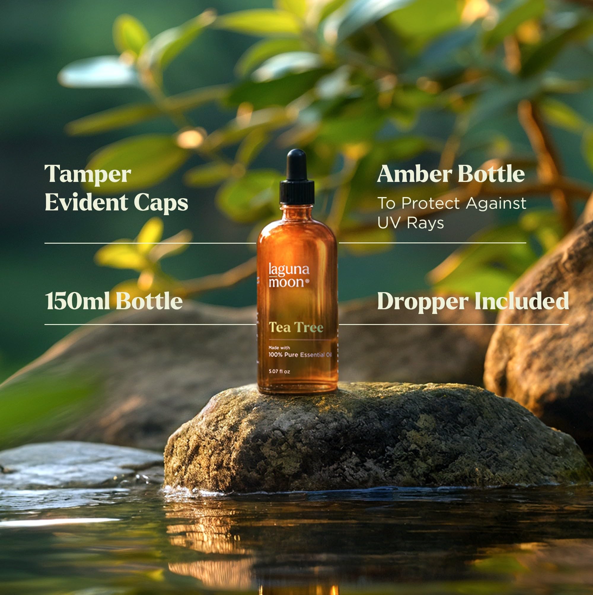 Lagunamoon Aceite de Árbol de Té: puro, sin diluir, ideal para mezclas.