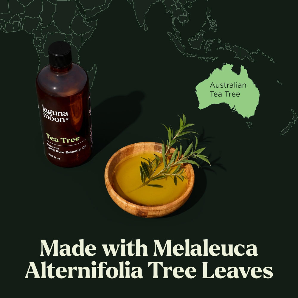 Lagunamoon Aceite de Árbol de Té: destilación al vapor para fragancia duradera.