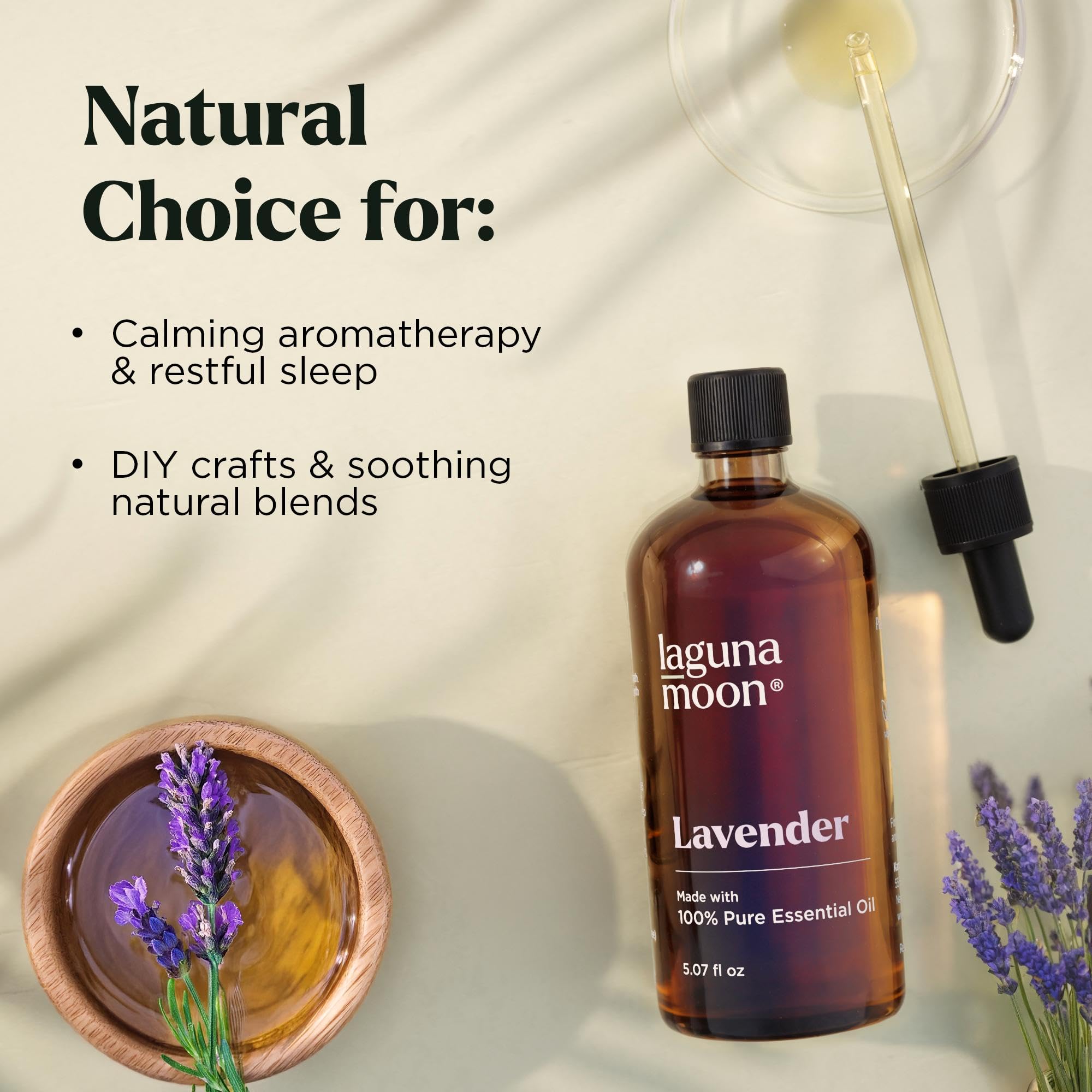 Lagunamoon Lavender essential oil for soothing diffuser blends.
