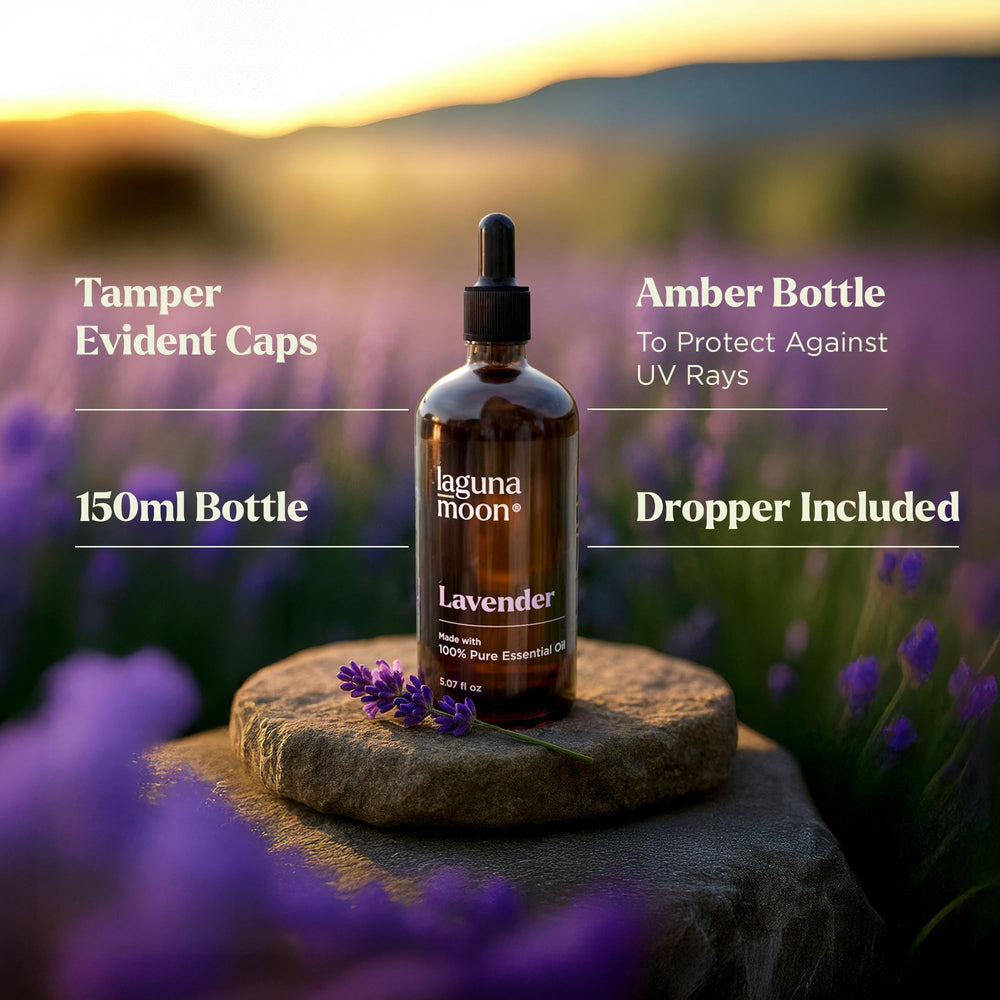 Lagunamoon Lavender oil close-up for calming routines.