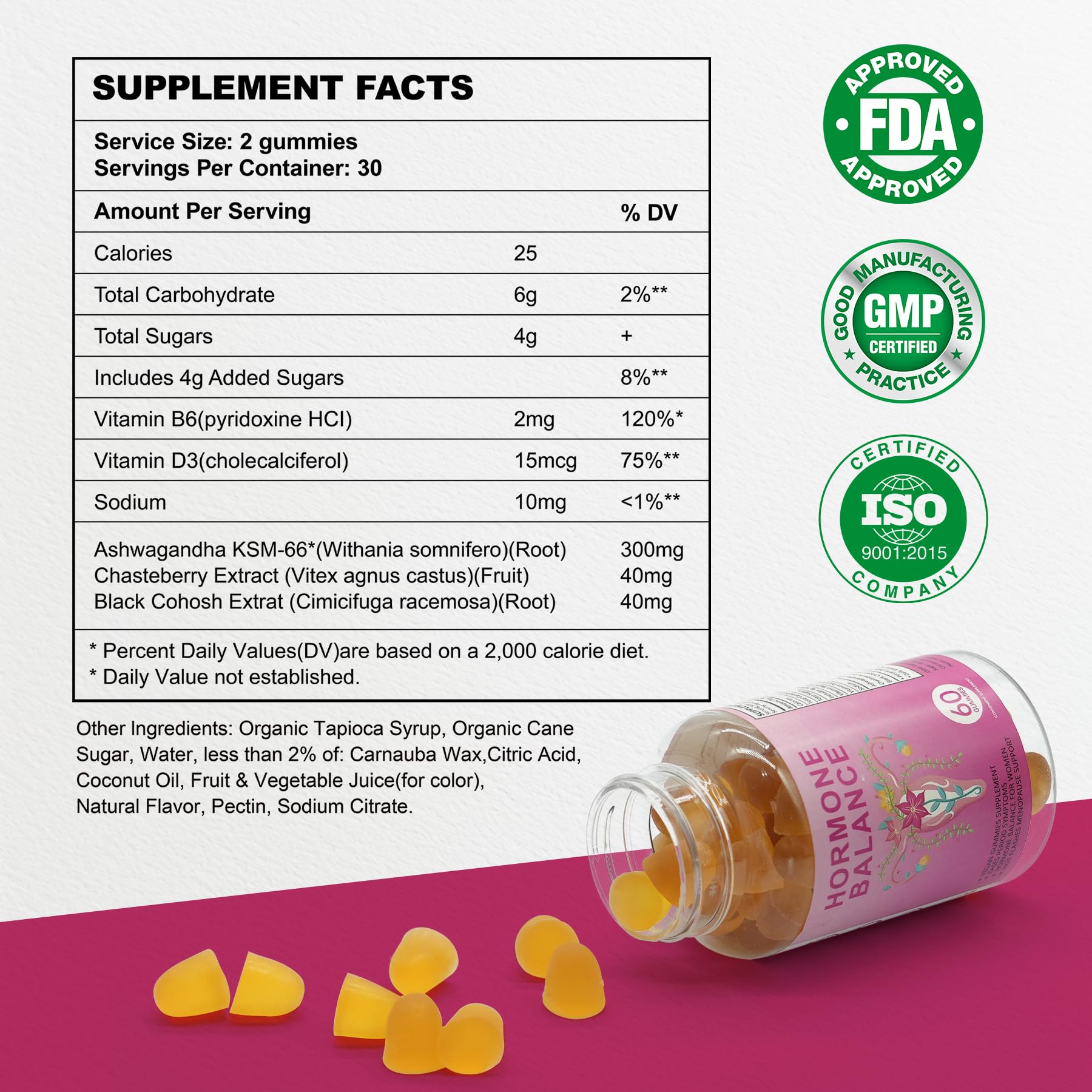 Laicuherb PMS Gummies label highlights vegan, allergen-free formula for cycle comfort.