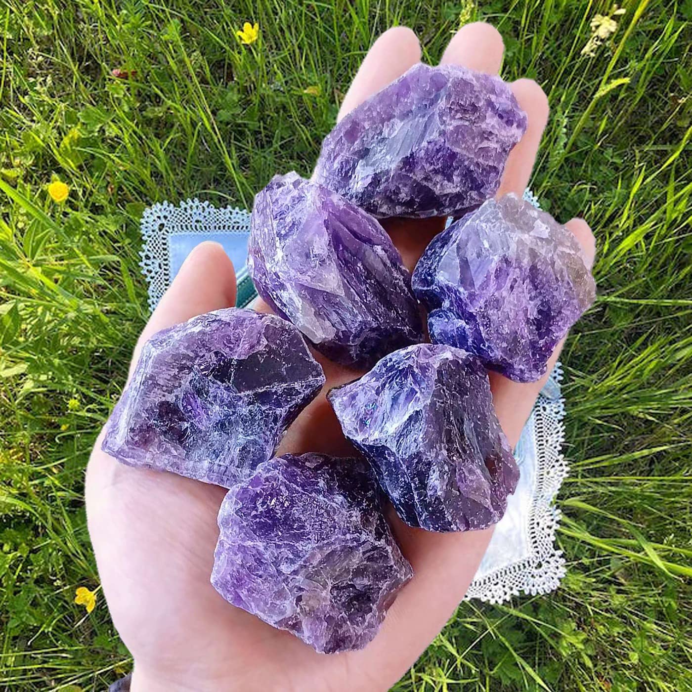 LAIDANLA Amethyst rough stones for display and natural energy decoration.