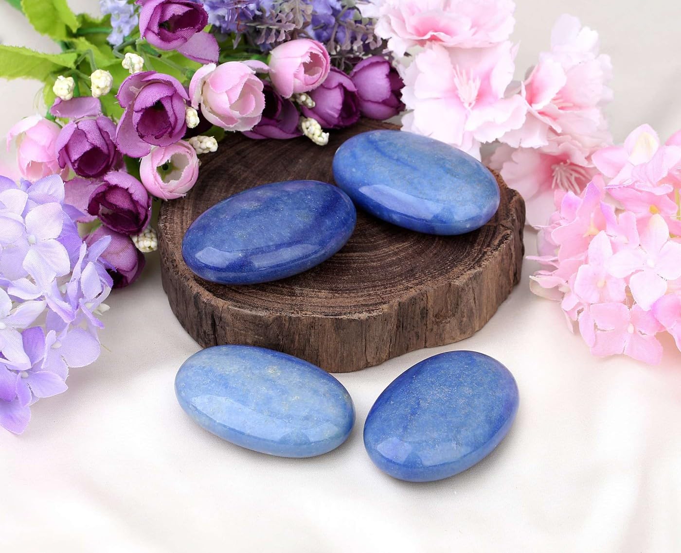 LAIDANLA Blue Aventurine palm stone in pocket for portable alignment and peace.
