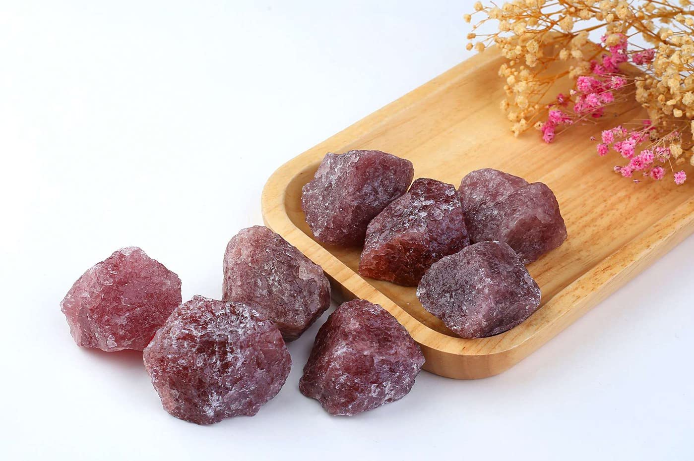 LAIDANLA Strawberry Quartz large raw crystal suitable for jewelry and display.