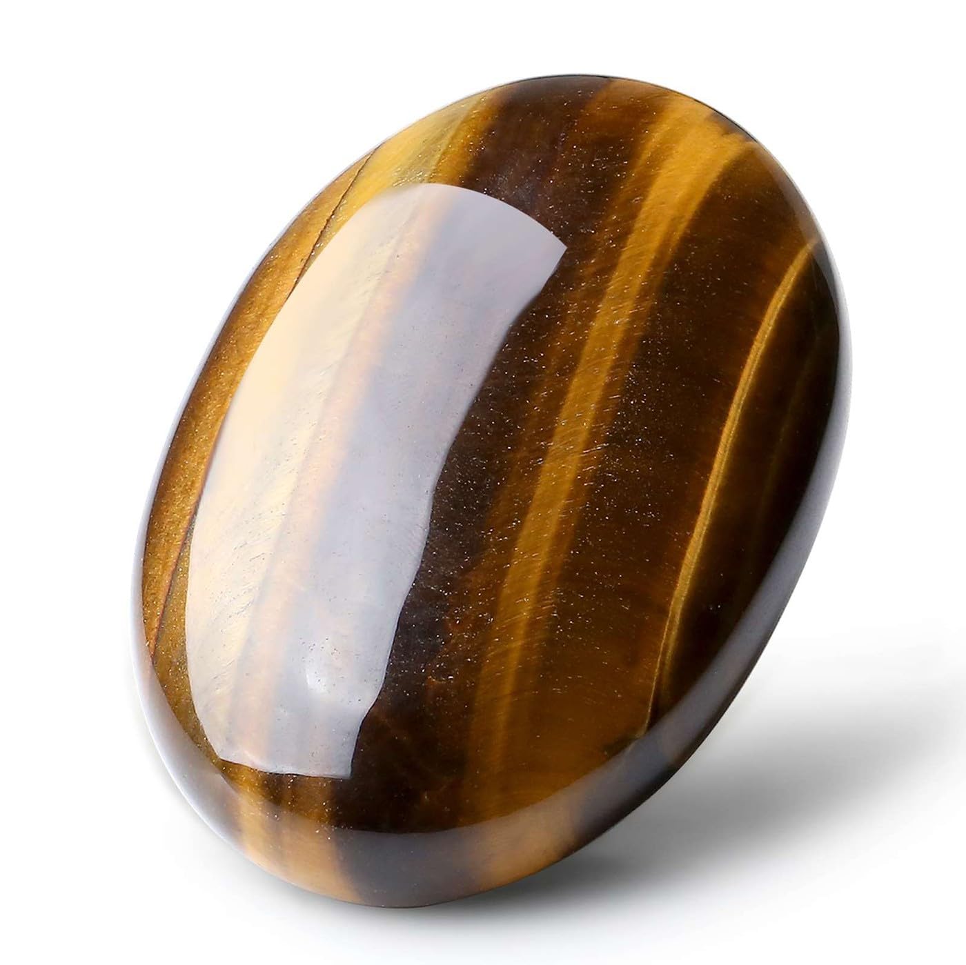 Laidanla Tiger's Eye palm stone, oval 2-4 inch promotes calm focus during meditation