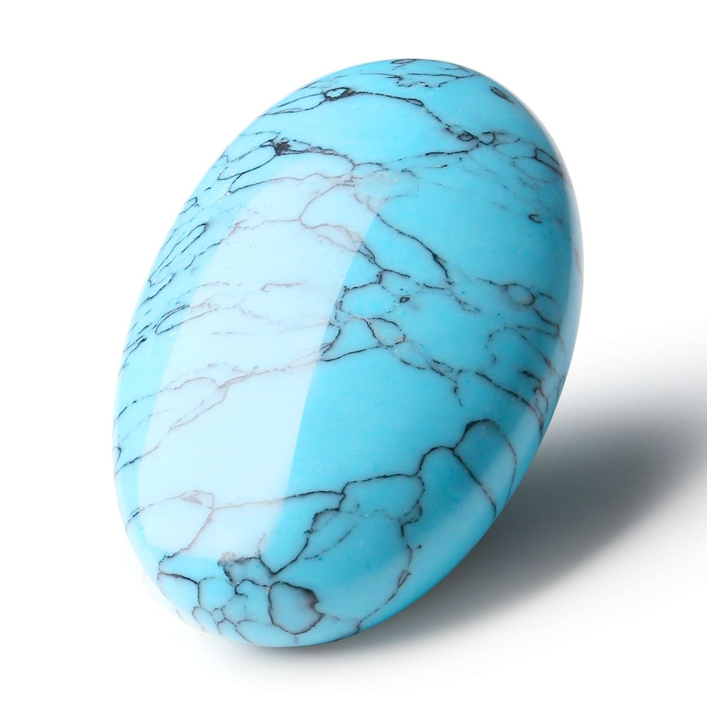 Laidanla turquoise palm stone front view for calm energy balance.