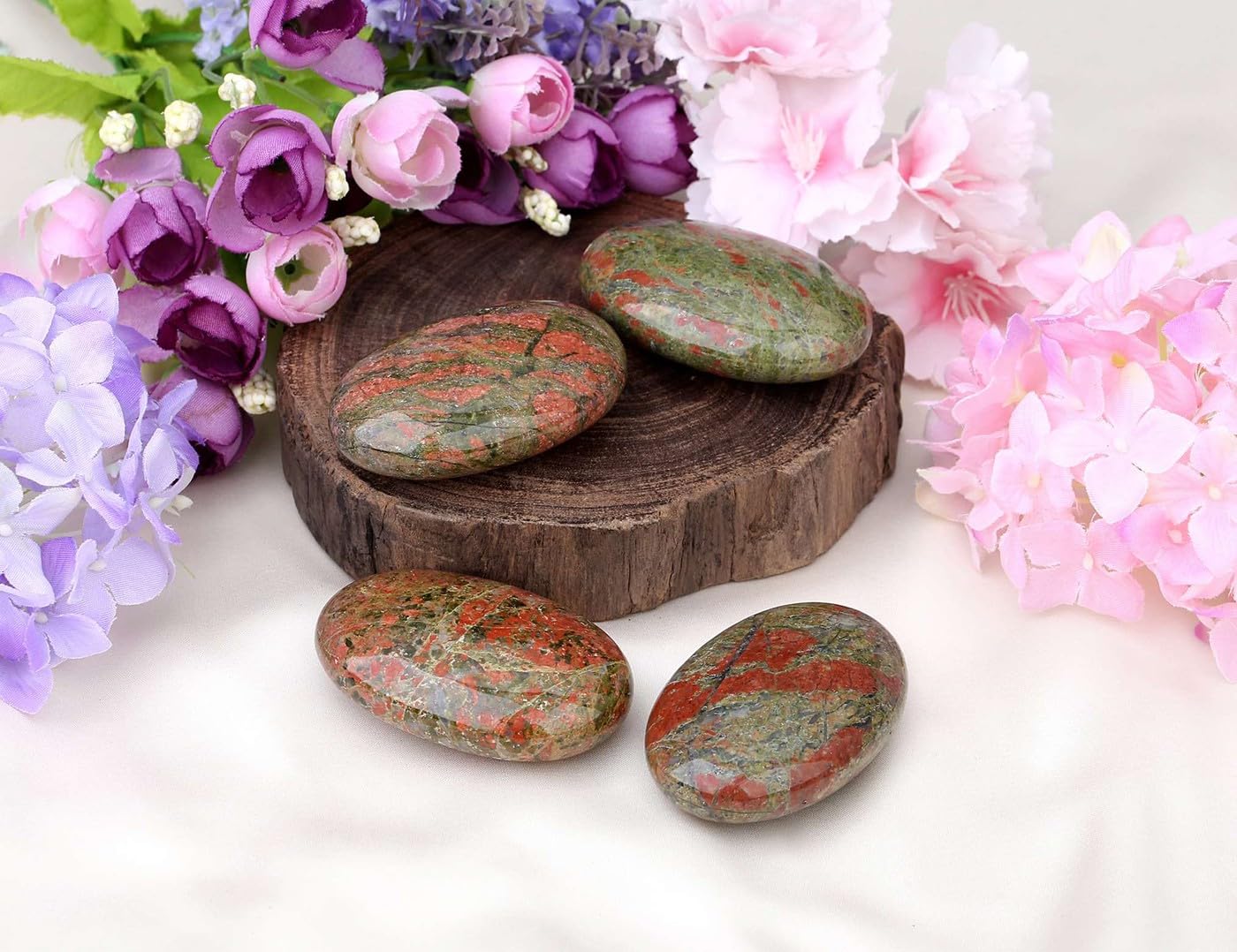 Laidanla Unakite, piedra palma lisa para llevar y calmar el estrés.