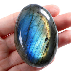 LAIDANLA Labradorite palm stone in hand for grounding and focus