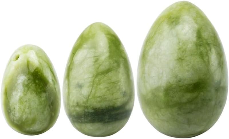 Laiqucraft jade eggs with lanyard ready for easy placement during exercises