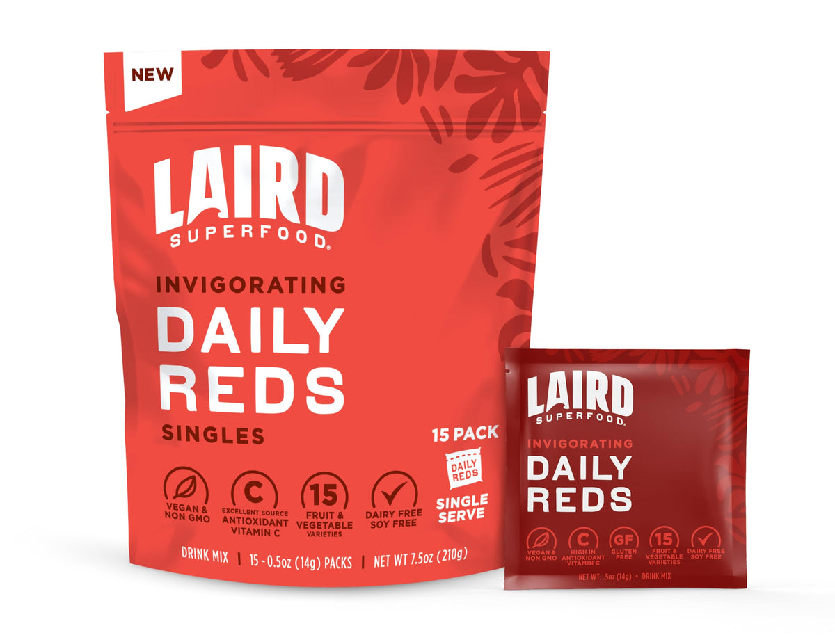 Laird Superfood Antioxidant Daily Reds bottle for a convenient daily fruit boost.
