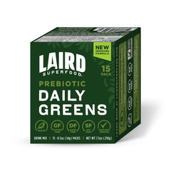 Laird Superfood Prebiotic Daily Greens packaging front for convenient daily nutrition.