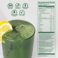 Laird Superfood daily greens scoop demonstrates portion size for mixing