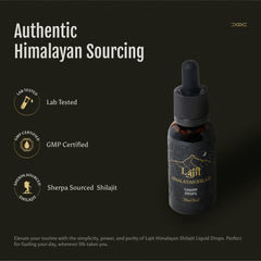 Lajit fulvic-acid rich drops emphasize mineral delivery for absorption.