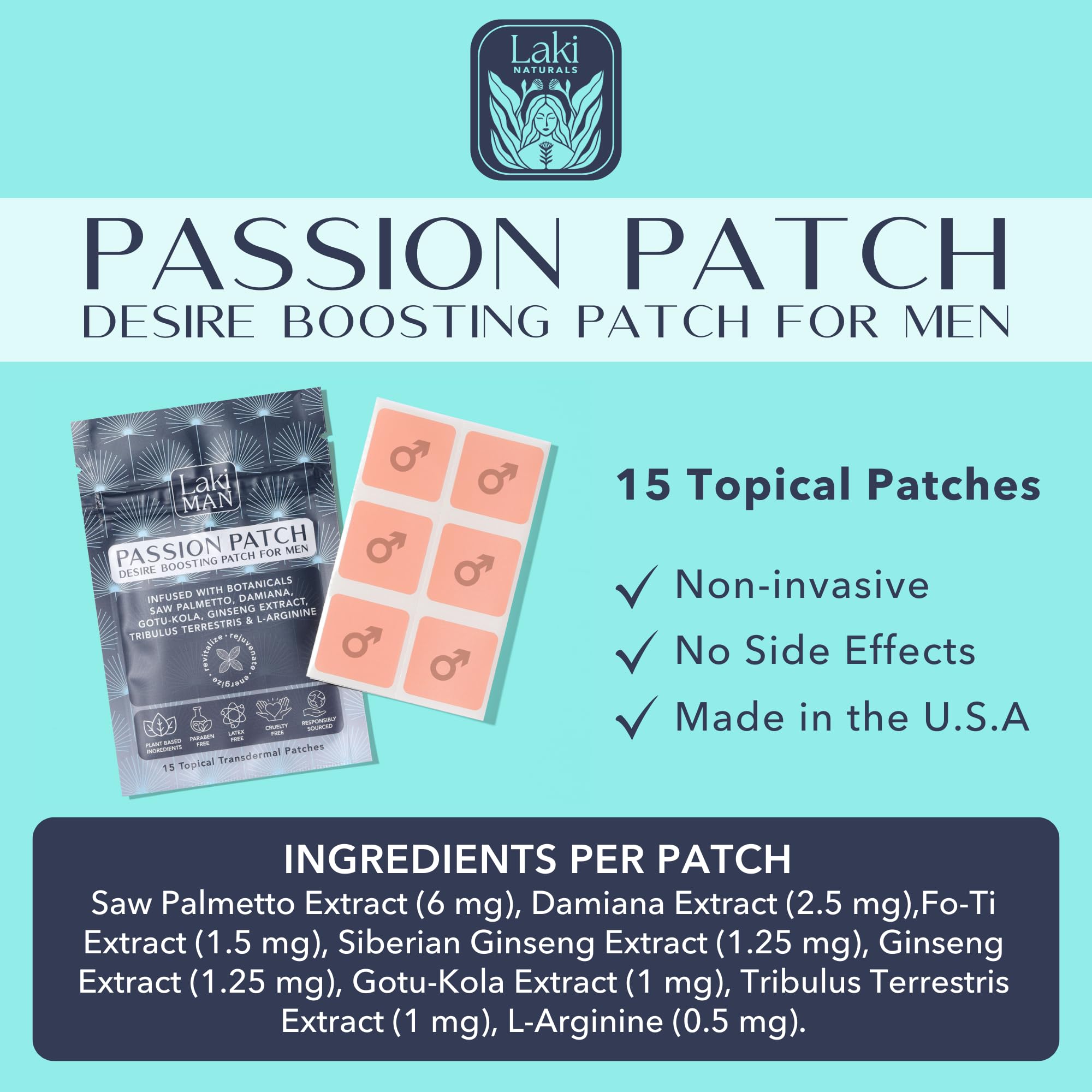 Laki Naturals Passion Patch application area demonstrating quick, comfortable use.