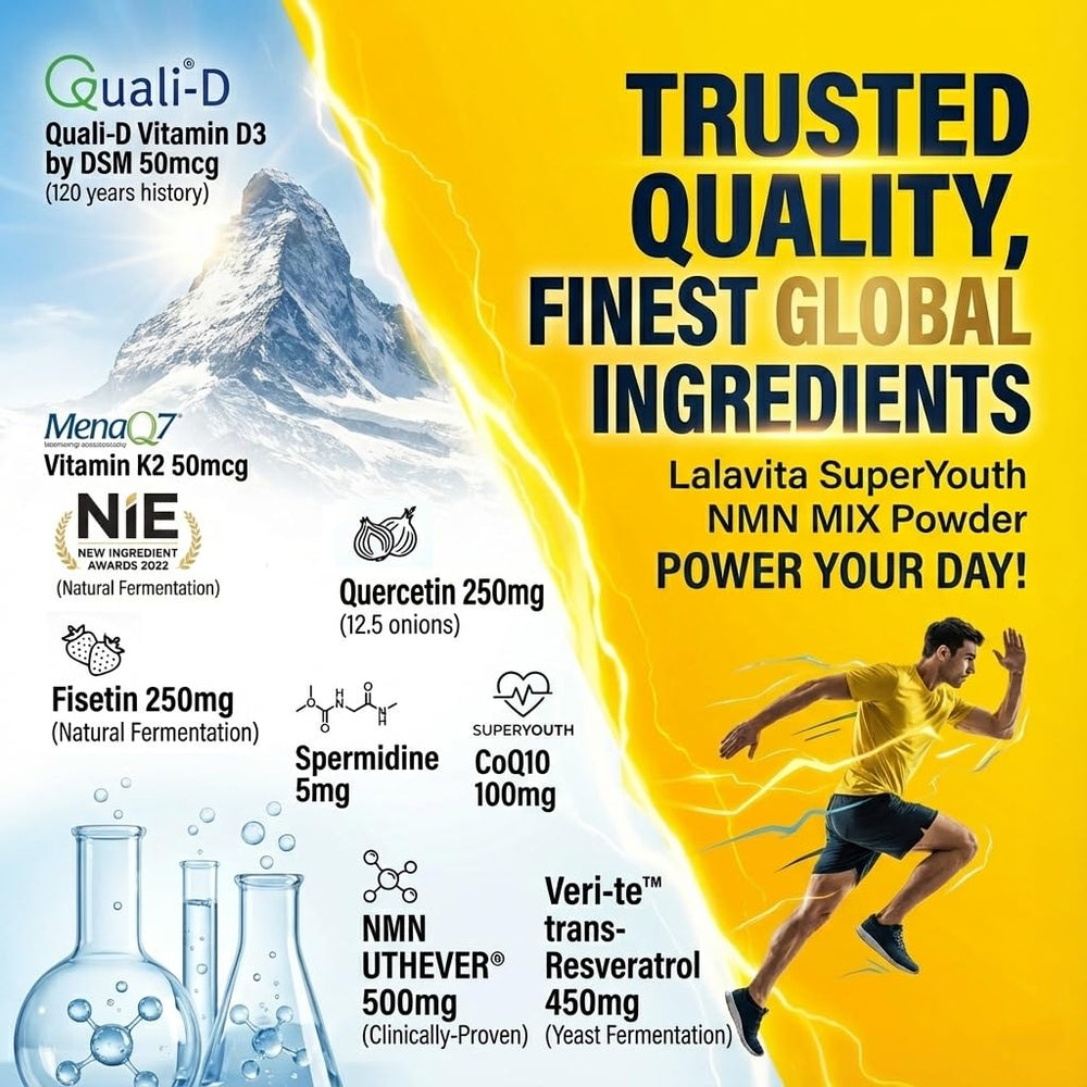 LALAVITA Fisetin and Quercetin antioxidants indicating systemic balance.