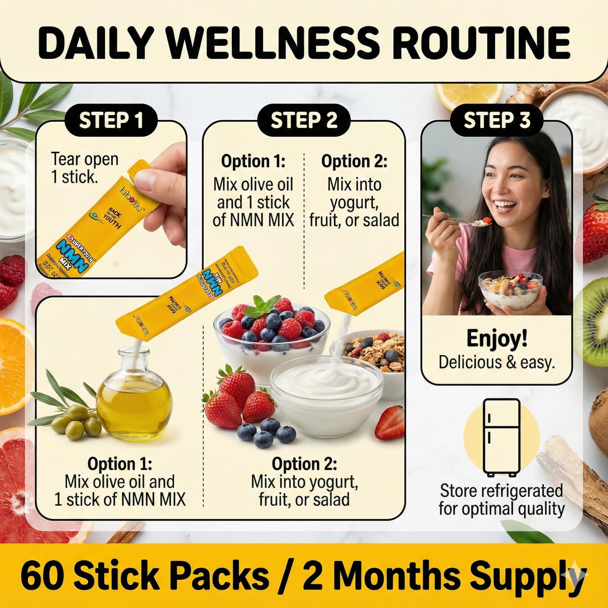 LALAVITA Lemon flavor daily dissolve stick for refreshing daily ritual.