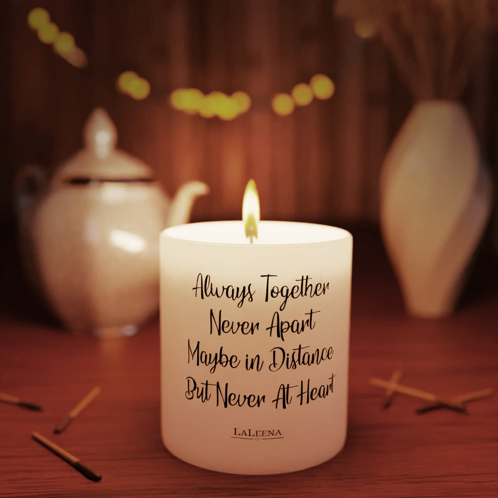 Close-up of Laleena memorial candle showing natural soy wax and fragrance oil.