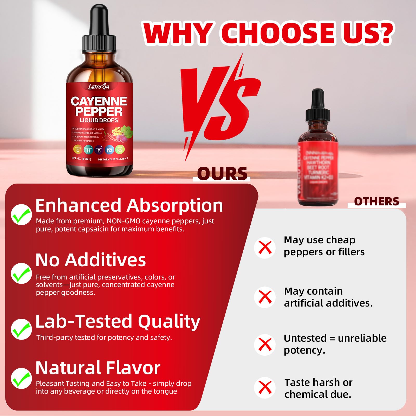 LAMFQA vegan non-GMO ingredients label highlights clean sourcing