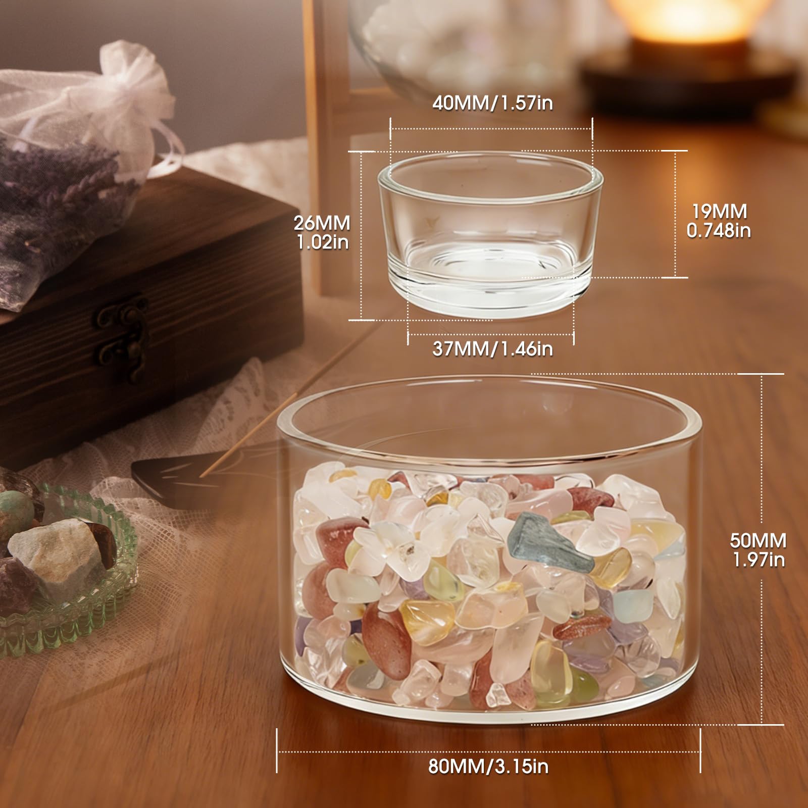 Lamptobe Bath Relaxation scene featuring crystals near a candle