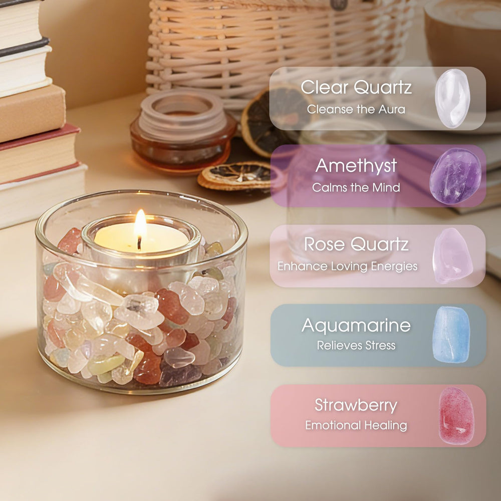 Lamptobe Borosilicate glass vessel displaying crystal-clear crystals for mindfulness