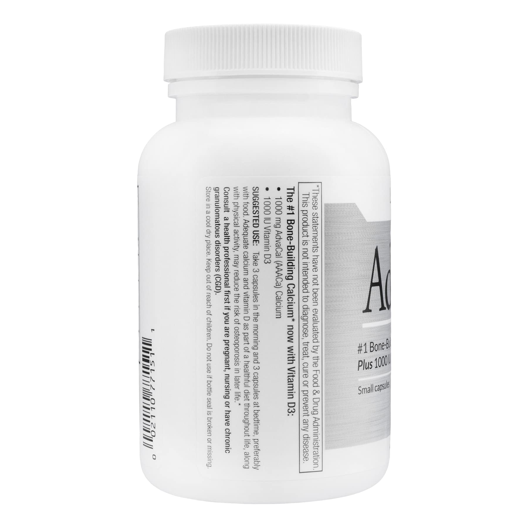 Lane Innovative AdvaCAL 1000 bottle highlighting Vitamin D3 for daily calcium intake