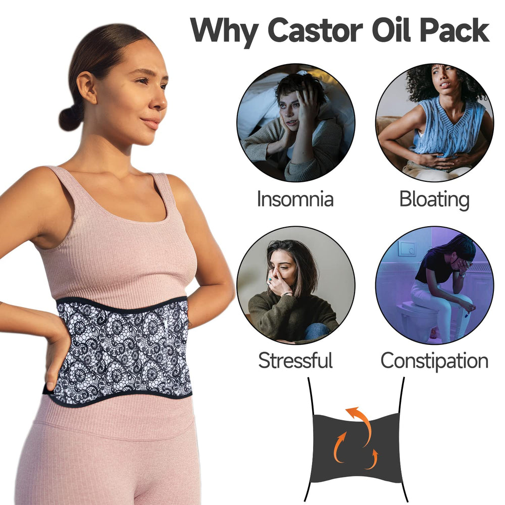Langsprit castor oil pack kit Black Lace design for reuse