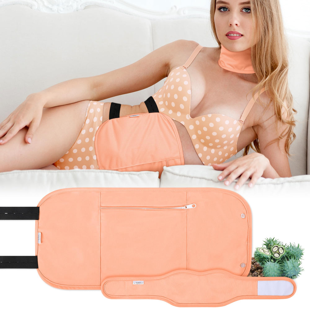 Langsprit Castor Oil Pack Wrap bright pink two-piece set for self-care