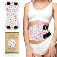 Langsprit castor oil pack wrap front view with adjustable belt for comfortable use