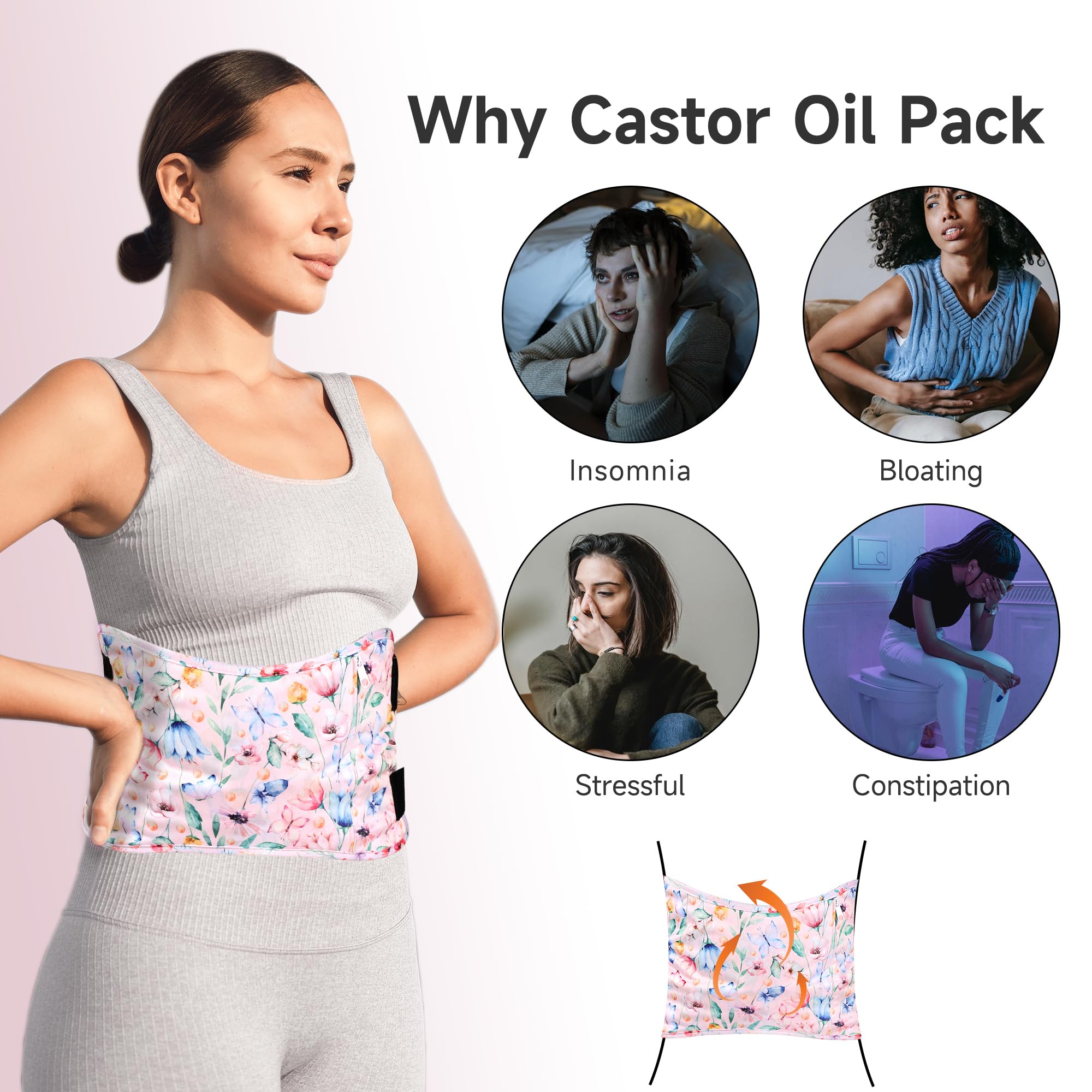 Langsprit castor oil pack wrap worn on body for gentle relaxation sessions