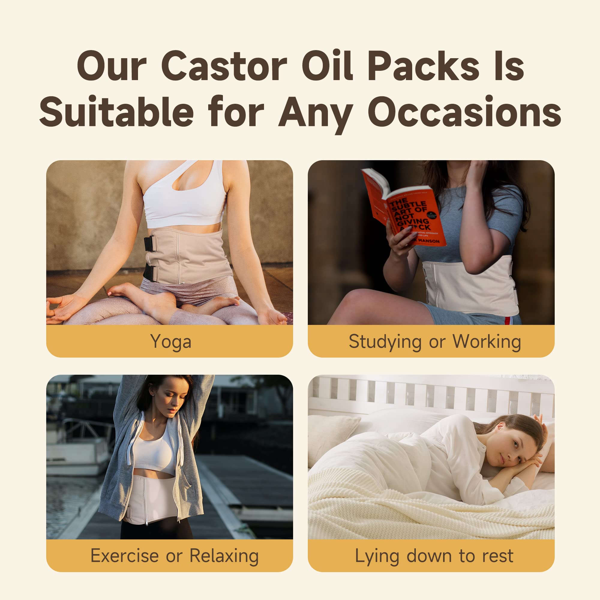 Langsprit Castor Oil Pack Wrap worn around the torso during treatment.