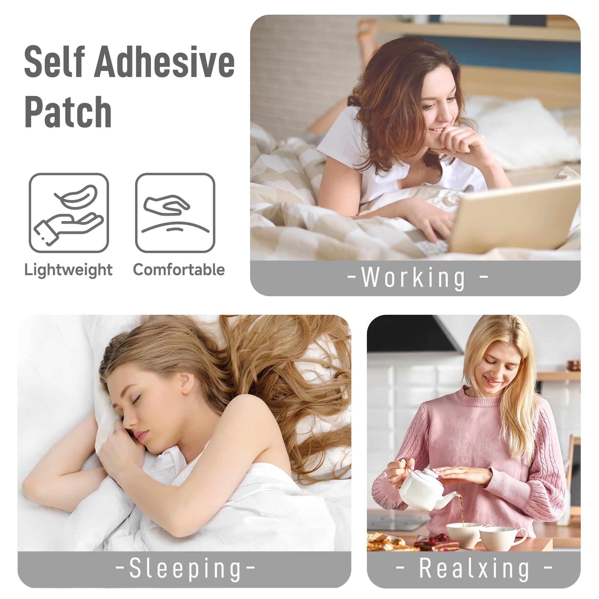 Langsprit castor oil patches worn during yoga or daily routines for comfort