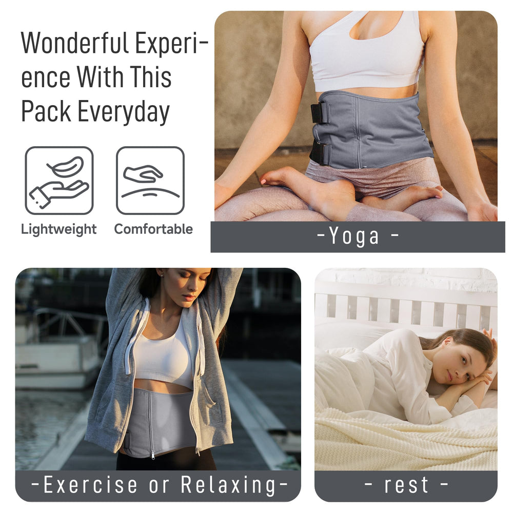 Langsprit charcoal-grey castor oil pack wrap elevates routine with reusable design.