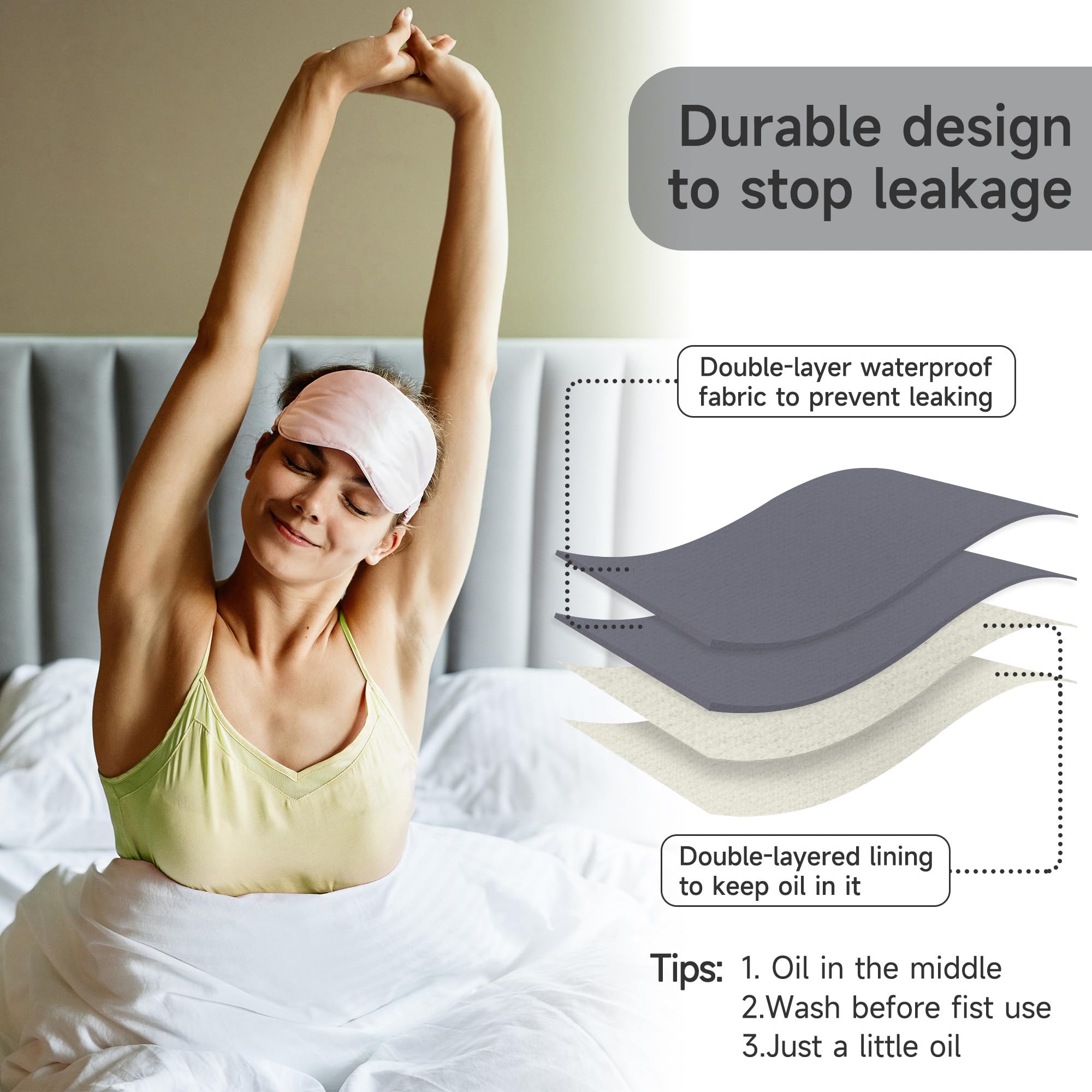 Langsprit pack wrap material close-up shows soft cotton and leak-resistant surface.