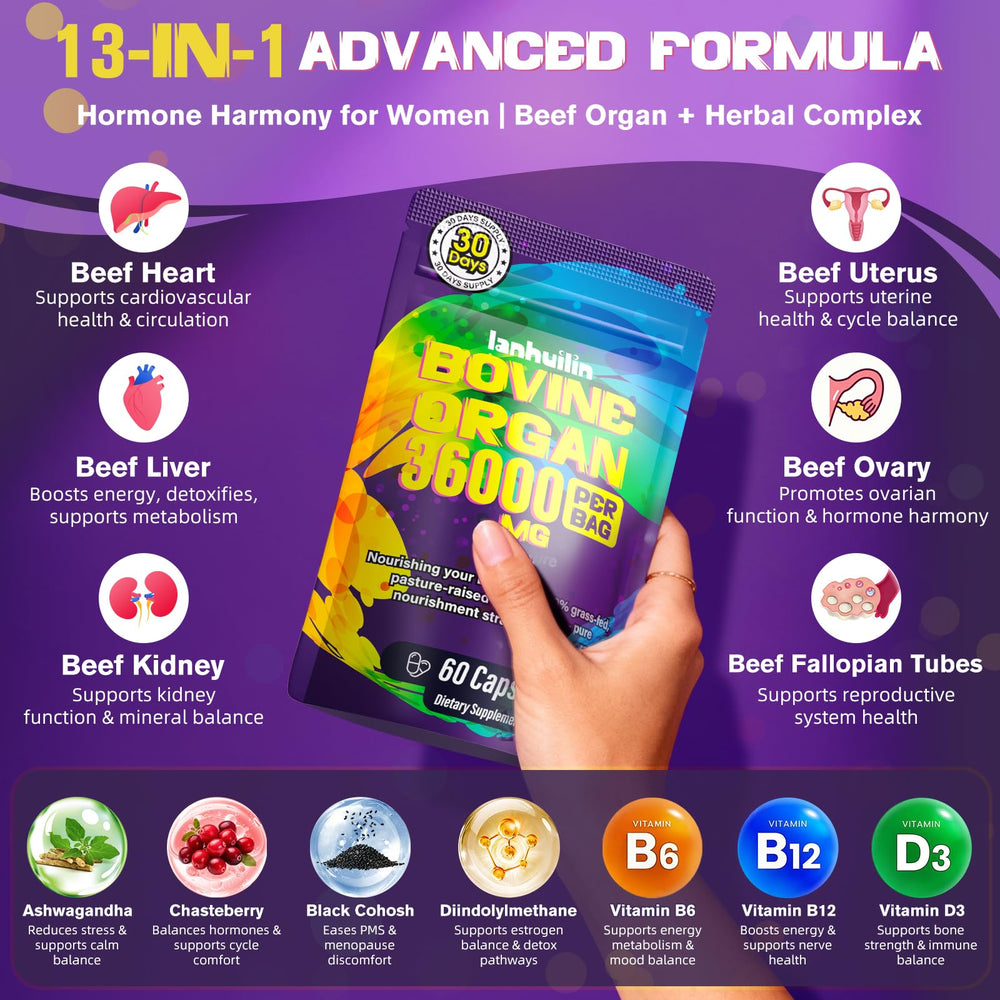 Lanhuilin herbal blend package emphasizing Chasteberry, DIM, and herbs.