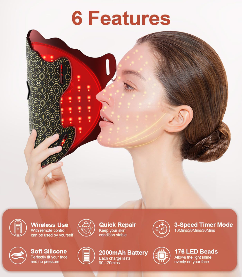 Lanieney red light mask adjustable straps for secure, comfortable wear.