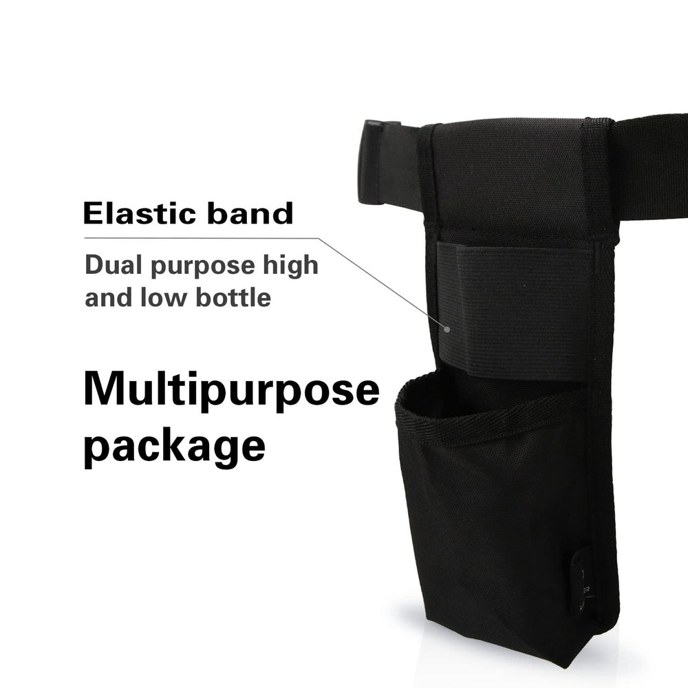 Elastic-band design secures bottles and prevents spills while moving