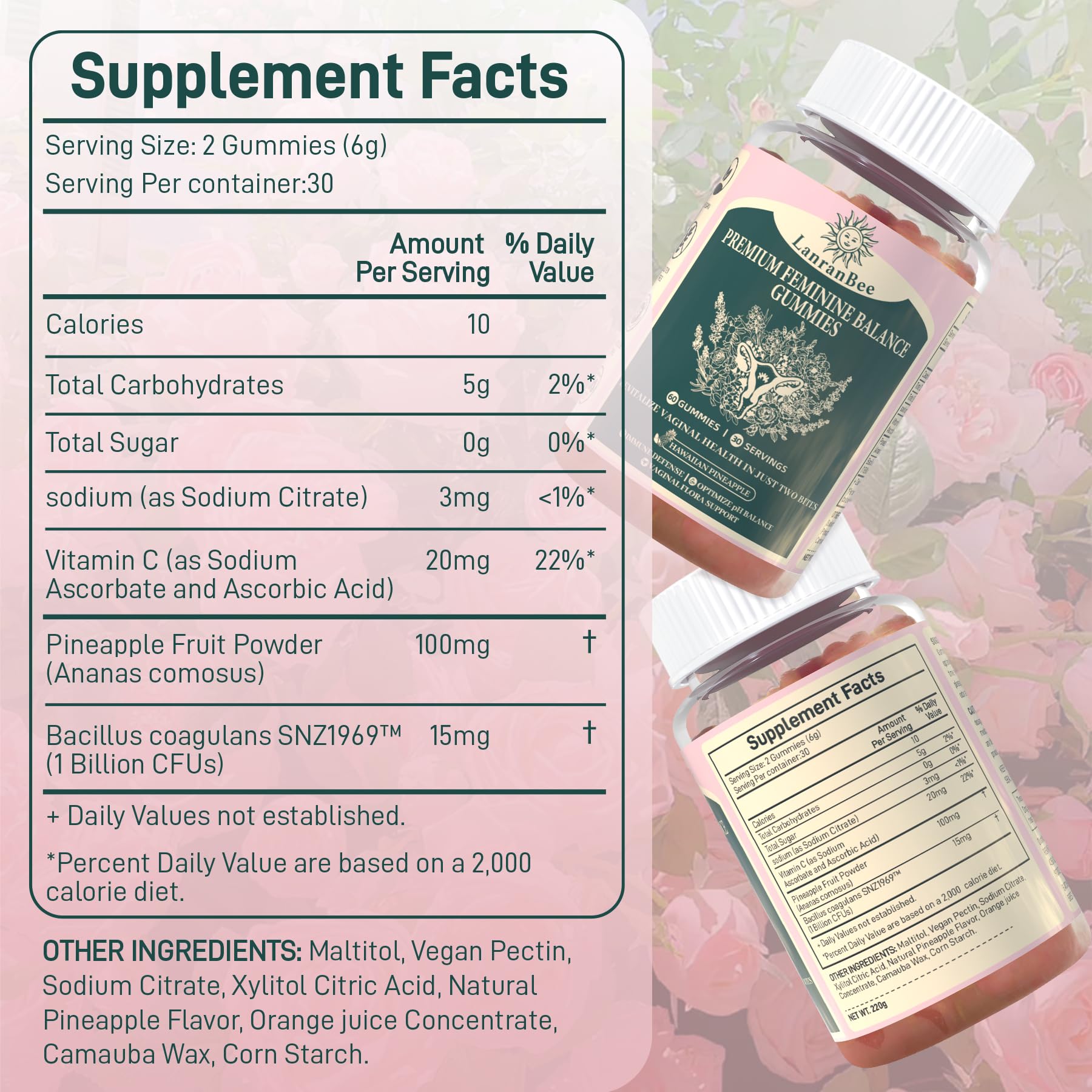 Sixty gummies per pouch, 30-day supply.
