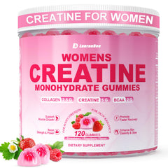 LanranBee Creatine Women Gummies strawberry bottle boosts energy on the go.