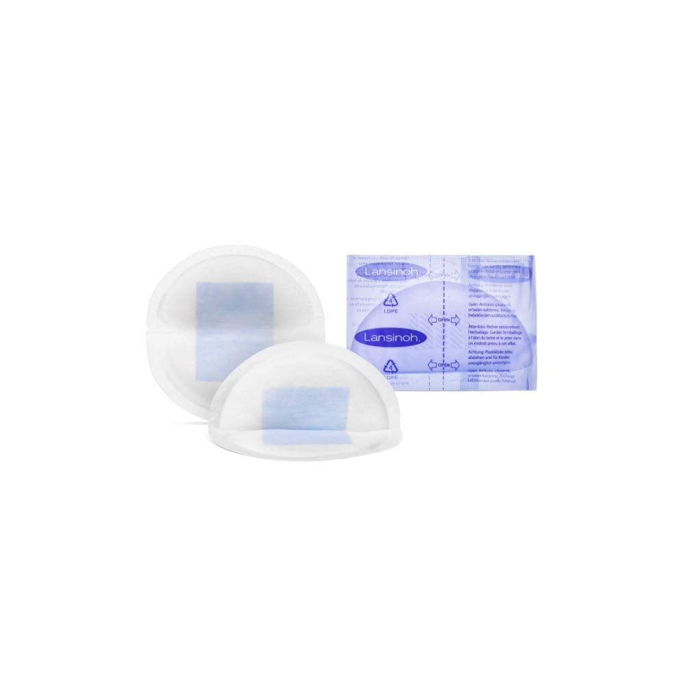 Lansinoh Stay Dry Nursing Pad with contoured fit for discreet in-bra wear.