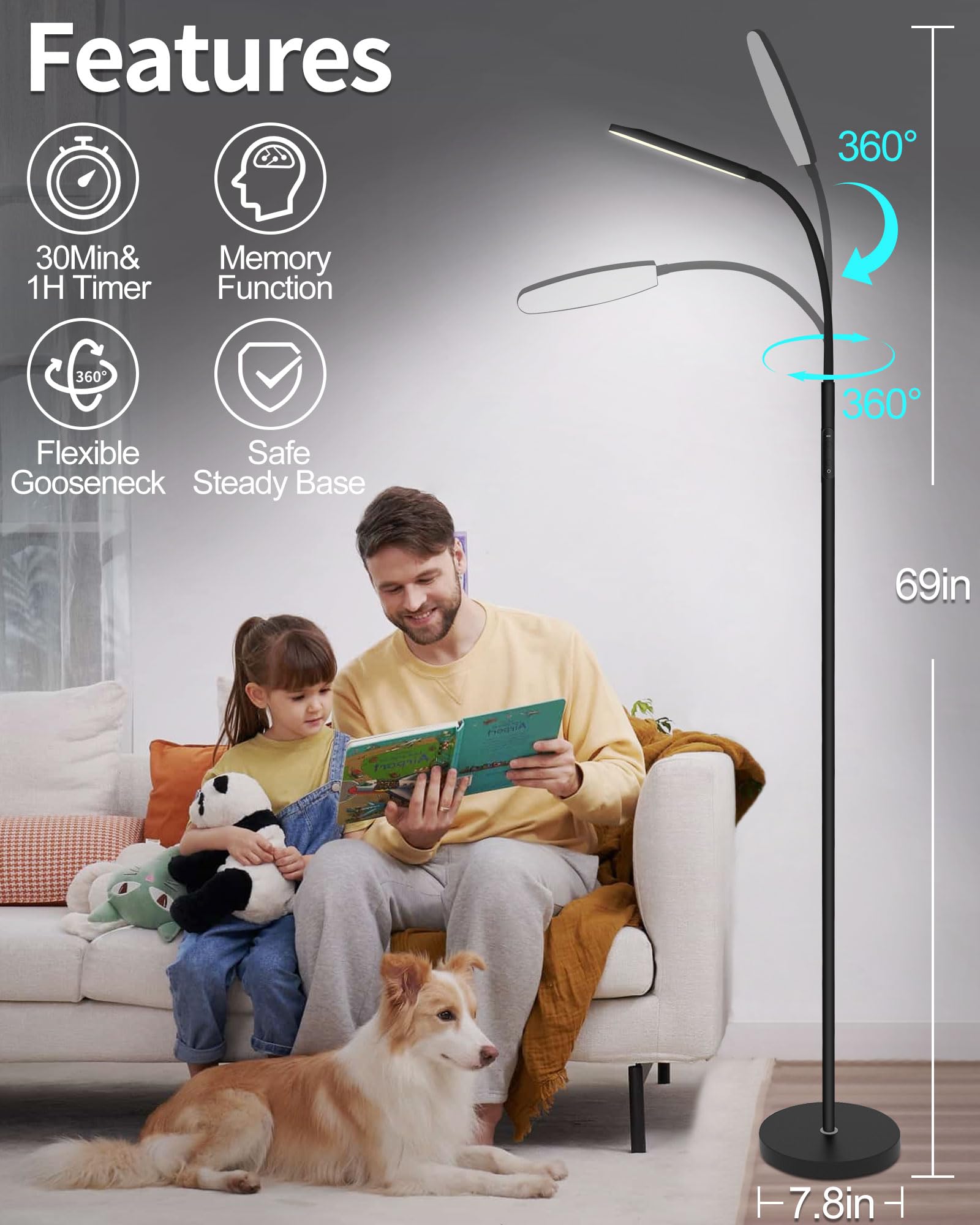 LanSuper Light Therapy Lamp ambient glow with soft, eye-friendly lighting