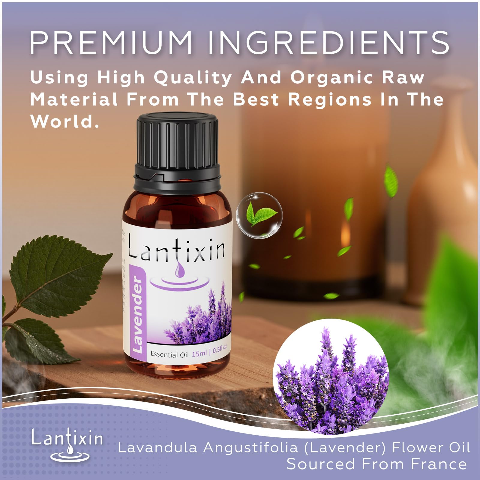 Lantixin lavender oil in diffuser setup creates a serene, spa-like mood
