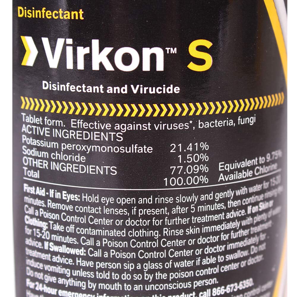 Lanxess Virkon S tablets close-up highlighting 5 g tablet size