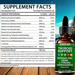 LANZF Kindled Thyroid Support Drops dropper displaying a measured 2 ml dose.