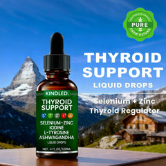 LANZF Kindled Thyroid Support Drops label highlights a clean, vegetarian-friendly formula.