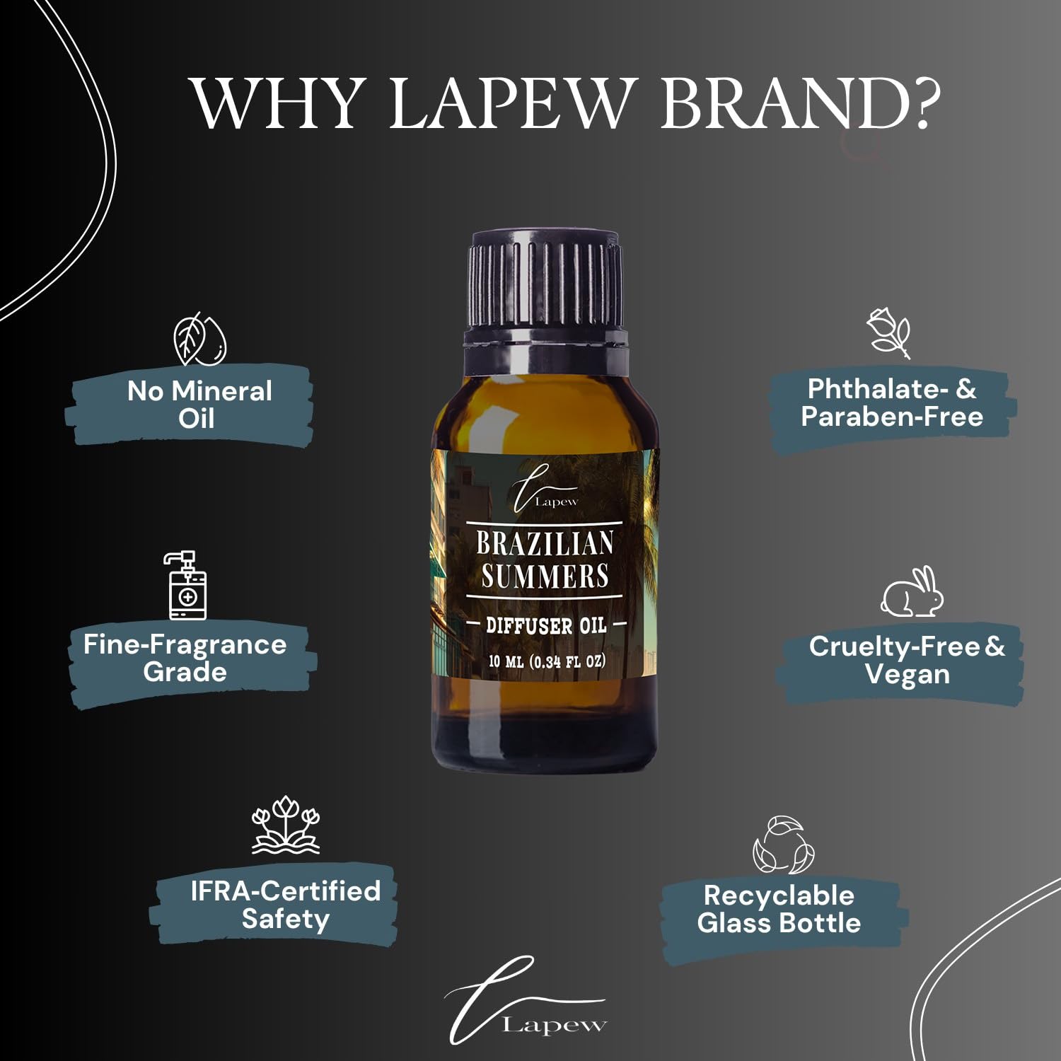 Lapew Brazilian Summers glass bottle pour suggests easy aroma release.