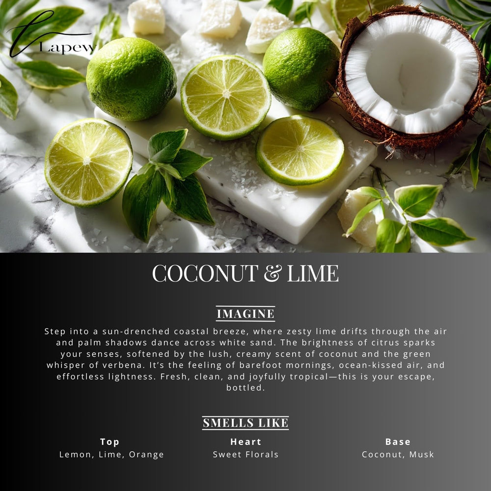Lapew coconut & lime amber glass bottle with dropper cap for precise dosing.