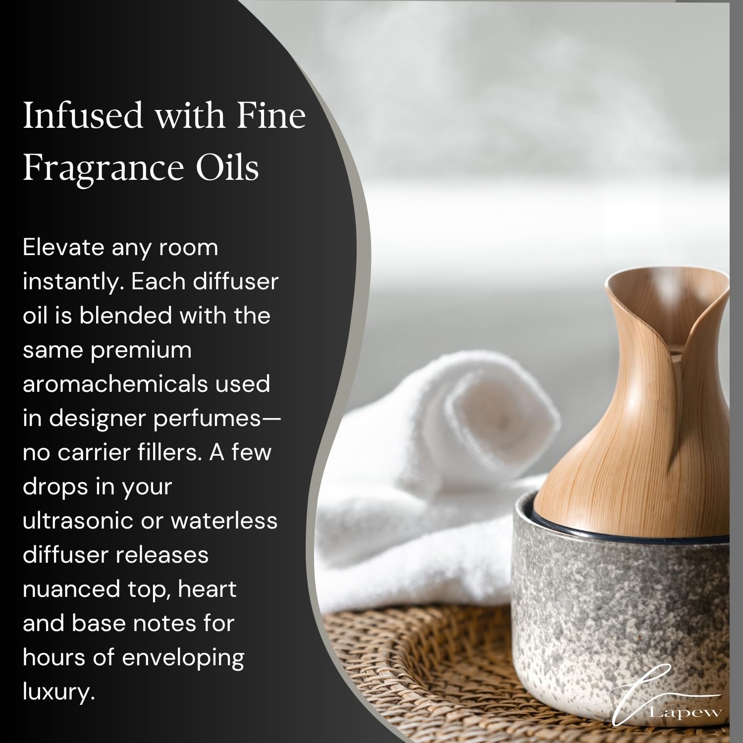 Lapew coconut & lime oil concept with reed diffuser ideas for scent blends.